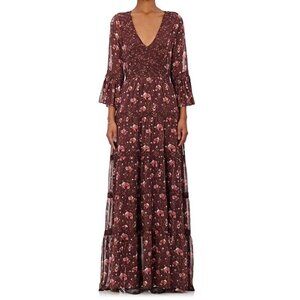 Ulla Johnson Floral Maxi Dress - Burgundy and Pink